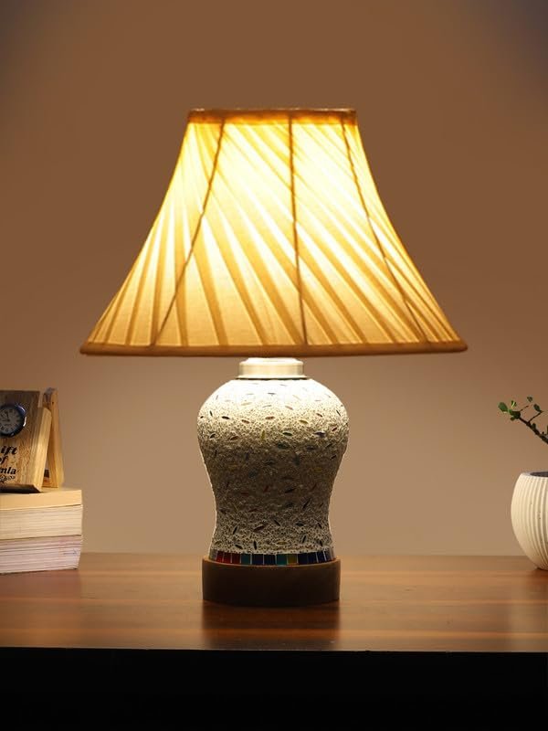 Multicolor Table Lamp | Artistic Mosaic Glass with Sturdy Wood Base | Decorative Ambient Light for Home D�cor | Perfect Blend of Modern & Traditional Style - Model DG244