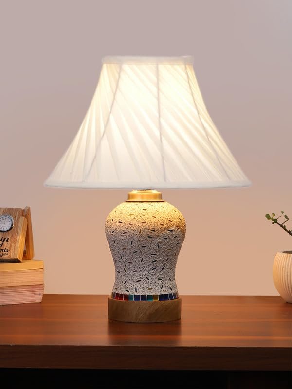Multicolor Table Lamp | Artistic Mosaic Glass with Sturdy Wood Base | Decorative Ambient Light for Home D�cor | Perfect Blend of Modern & Traditional Style - Model DG244