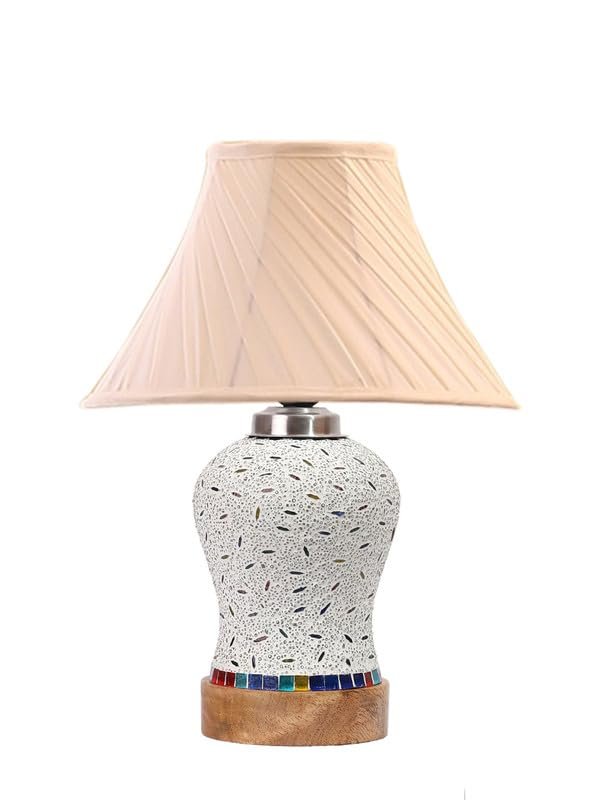 Multicolor Table Lamp | Artistic Mosaic Glass with Sturdy Wood Base | Decorative Ambient Light for Home D�cor | Perfect Blend of Modern & Traditional Style - Model DG244