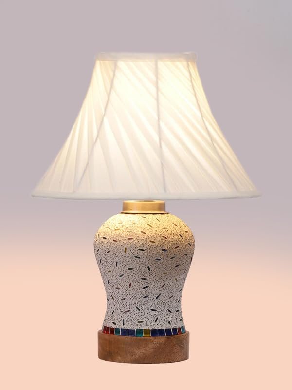 Multicolor Table Lamp | Artistic Mosaic Glass with Sturdy Wood Base | Decorative Ambient Light for Home D�cor | Perfect Blend of Modern & Traditional Style - Model DG244