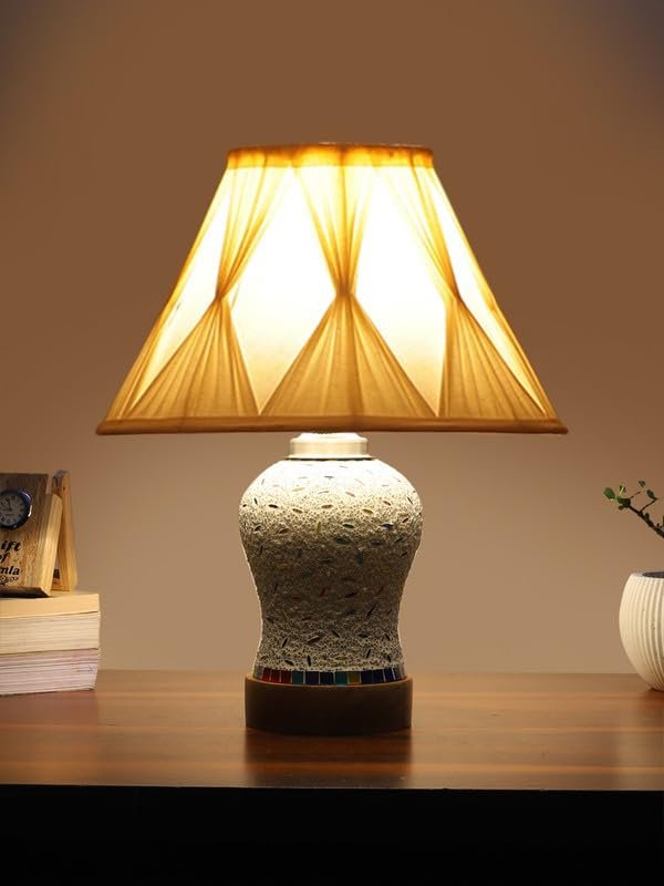 Multicolor Table Lamp | Artistic Mosaic Glass with Sturdy Wood Base | Decorative Ambient Light for Home D�cor | Perfect Blend of Modern & Traditional Style - Model DG245