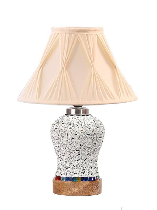 Multicolor Table Lamp | Artistic Mosaic Glass with Sturdy Wood Base | Decorative Ambient Light for Home D�cor | Perfect Blend of Modern & Traditional Style - Model DG245