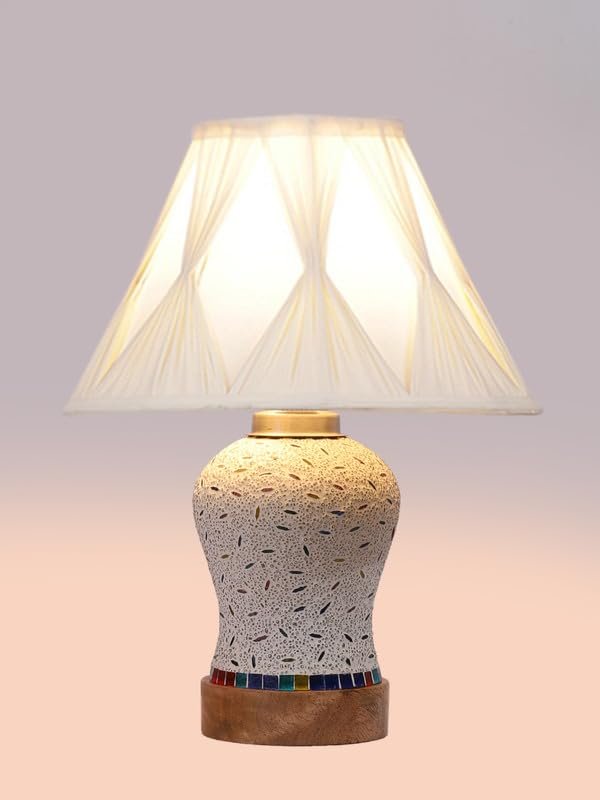 Multicolor Table Lamp | Artistic Mosaic Glass with Sturdy Wood Base | Decorative Ambient Light for Home D�cor | Perfect Blend of Modern & Traditional Style - Model DG245