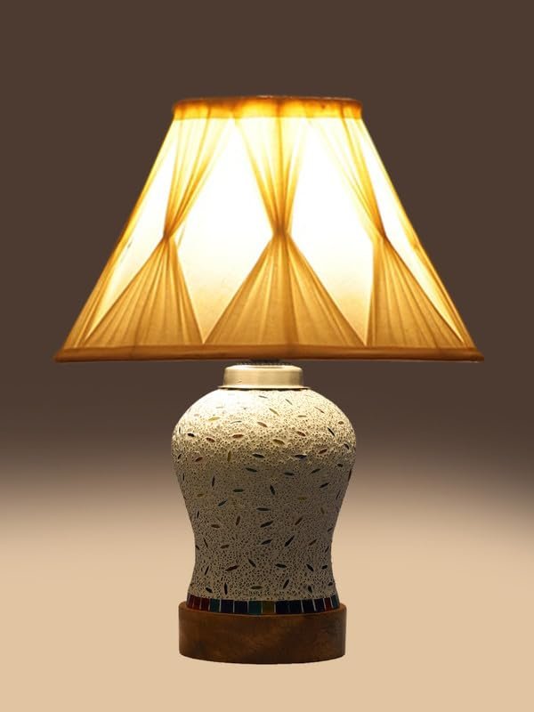 Multicolor Table Lamp | Artistic Mosaic Glass with Sturdy Wood Base | Decorative Ambient Light for Home D�cor | Perfect Blend of Modern & Traditional Style - Model DG245