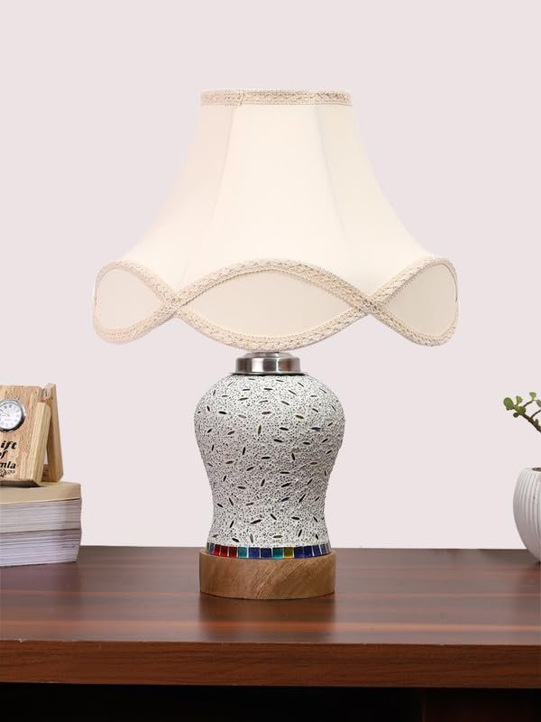Multicolor Table Lamp | Artistic Mosaic Glass with Sturdy Wood Base | Decorative Ambient Light for Home D�cor | Perfect Blend of Modern & Traditional Style - Model DG246