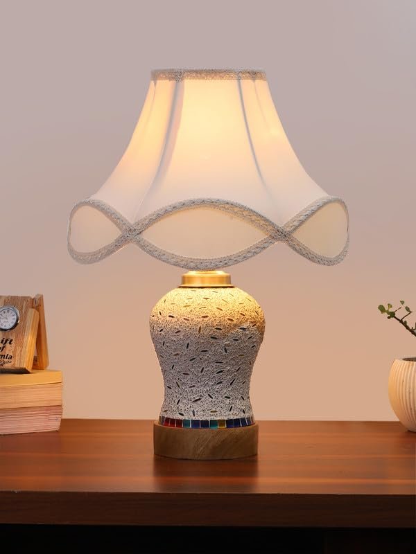 Multicolor Table Lamp | Artistic Mosaic Glass with Sturdy Wood Base | Decorative Ambient Light for Home D�cor | Perfect Blend of Modern & Traditional Style - Model DG246