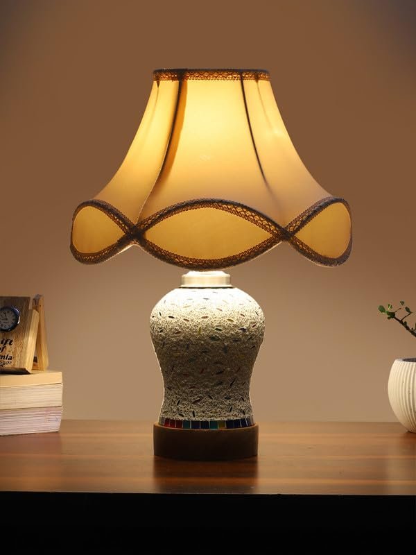Multicolor Table Lamp | Artistic Mosaic Glass with Sturdy Wood Base | Decorative Ambient Light for Home D�cor | Perfect Blend of Modern & Traditional Style - Model DG246