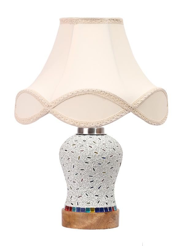 Multicolor Table Lamp | Artistic Mosaic Glass with Sturdy Wood Base | Decorative Ambient Light for Home D�cor | Perfect Blend of Modern & Traditional Style - Model DG246