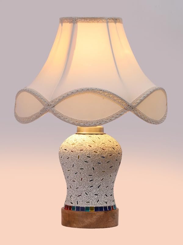 Multicolor Table Lamp | Artistic Mosaic Glass with Sturdy Wood Base | Decorative Ambient Light for Home D�cor | Perfect Blend of Modern & Traditional Style - Model DG246