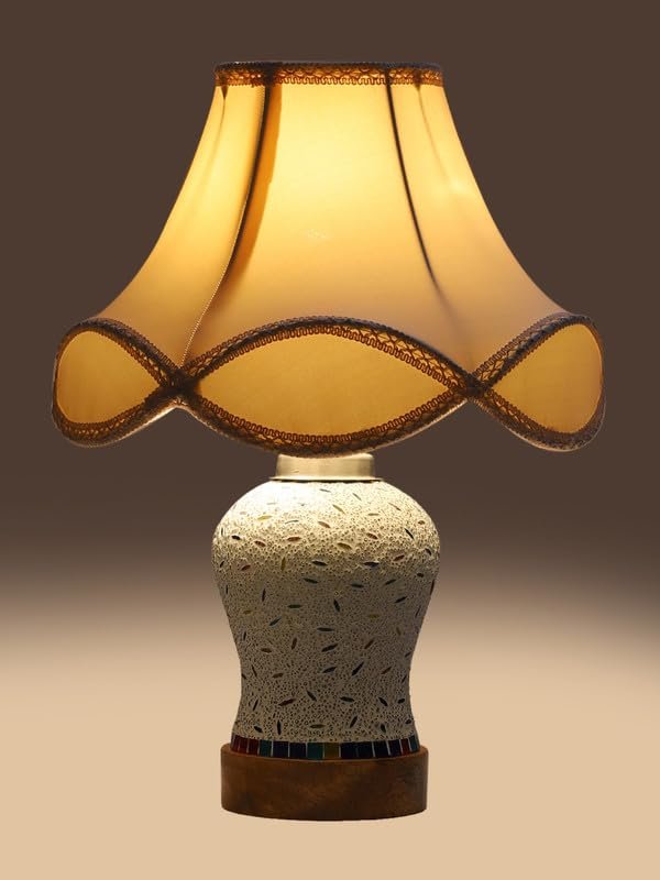 Multicolor Table Lamp | Artistic Mosaic Glass with Sturdy Wood Base | Decorative Ambient Light for Home D�cor | Perfect Blend of Modern & Traditional Style - Model DG246