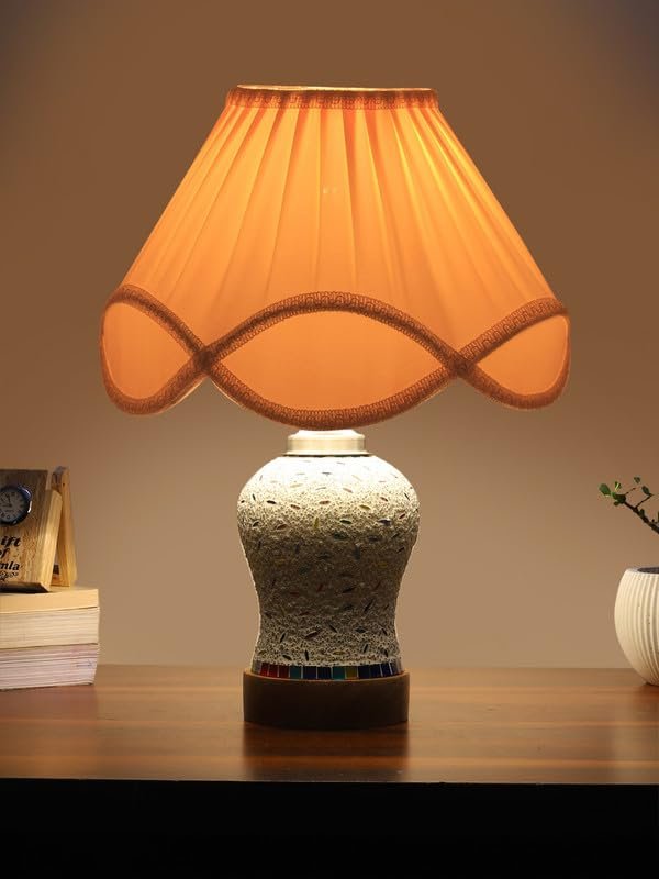 Multicolor Table Lamp | Artistic Mosaic Glass with Sturdy Wood Base | Decorative Ambient Light for Home D�cor | Perfect Blend of Modern & Traditional Style - Model DG247