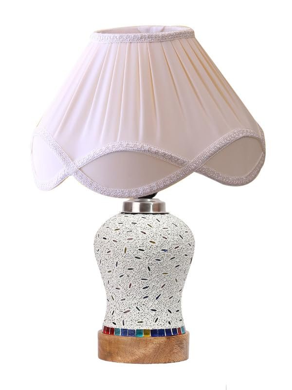 Multicolor Table Lamp | Artistic Mosaic Glass with Sturdy Wood Base | Decorative Ambient Light for Home D�cor | Perfect Blend of Modern & Traditional Style - Model DG247