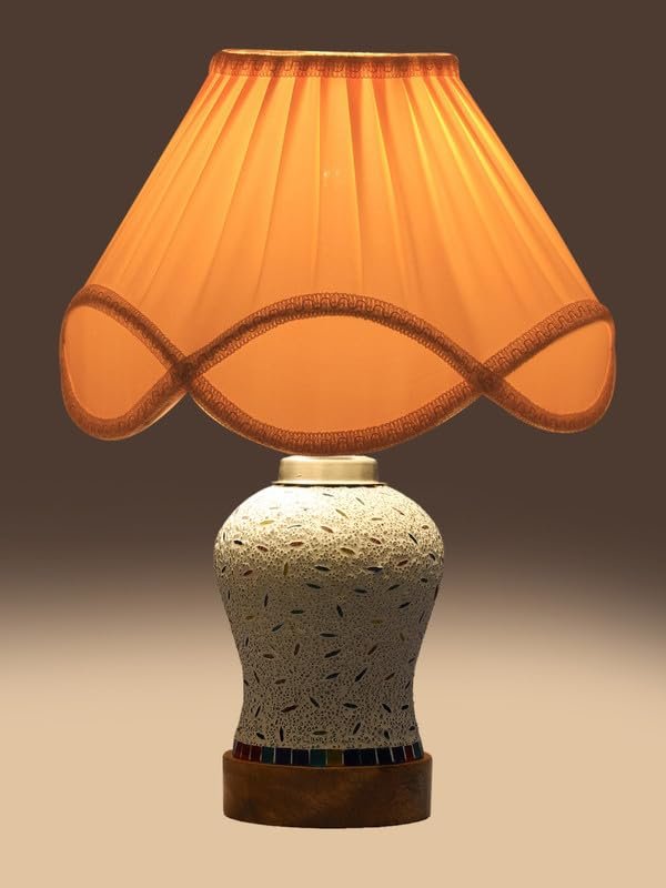 Multicolor Table Lamp | Artistic Mosaic Glass with Sturdy Wood Base | Decorative Ambient Light for Home D�cor | Perfect Blend of Modern & Traditional Style - Model DG247