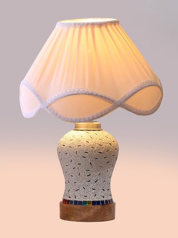 Multicolor Table Lamp | Artistic Mosaic Glass with Sturdy Wood Base | Decorative Ambient Light for Home D�cor | Perfect Blend of Modern & Traditional Style - Model DG247