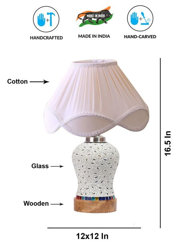 Multicolor Table Lamp | Artistic Mosaic Glass with Sturdy Wood Base | Decorative Ambient Light for Home D�cor | Perfect Blend of Modern & Traditional Style - Model DG247