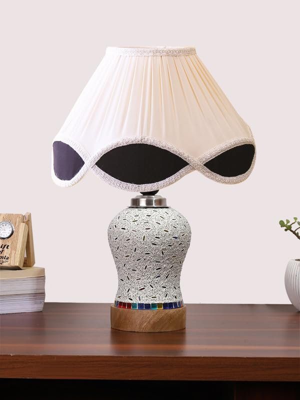 Multicolor Table Lamp | Artistic Mosaic Glass with Sturdy Wood Base | Decorative Ambient Light for Home D�cor | Perfect Blend of Modern & Traditional Style - Model DG248