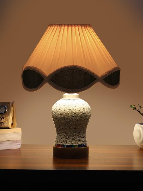 Multicolor Table Lamp | Artistic Mosaic Glass with Sturdy Wood Base | Decorative Ambient Light for Home D�cor | Perfect Blend of Modern & Traditional Style - Model DG248
