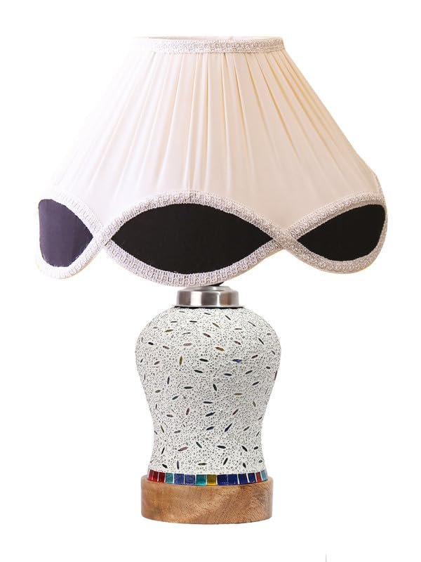 Multicolor Table Lamp | Artistic Mosaic Glass with Sturdy Wood Base | Decorative Ambient Light for Home D�cor | Perfect Blend of Modern & Traditional Style - Model DG248