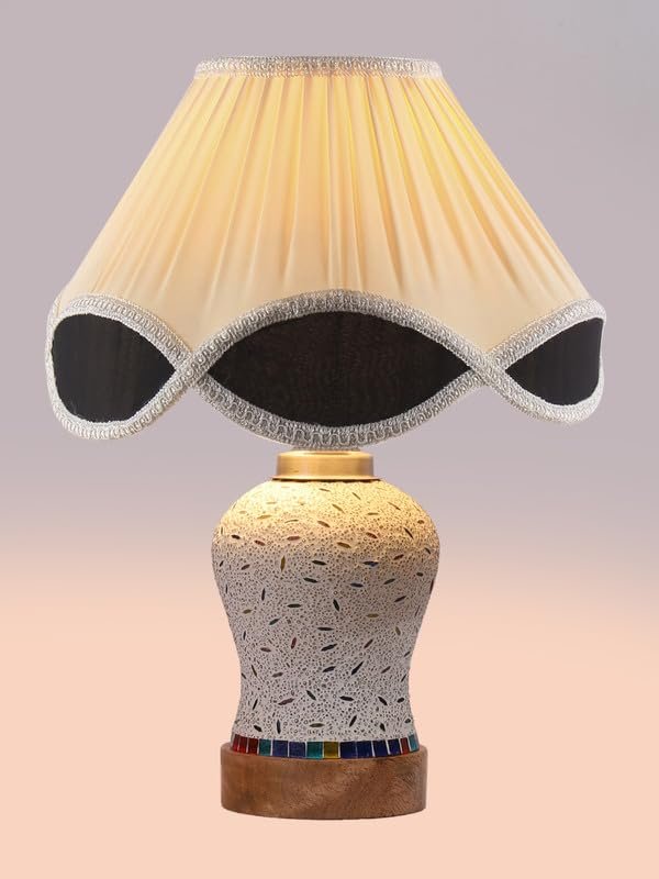 Multicolor Table Lamp | Artistic Mosaic Glass with Sturdy Wood Base | Decorative Ambient Light for Home D�cor | Perfect Blend of Modern & Traditional Style - Model DG248