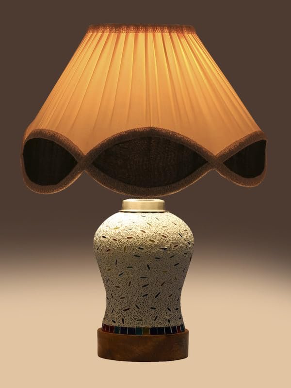 Multicolor Table Lamp | Artistic Mosaic Glass with Sturdy Wood Base | Decorative Ambient Light for Home D�cor | Perfect Blend of Modern & Traditional Style - Model DG248