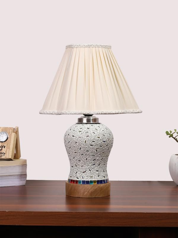 Multicolor Table Lamp | Artistic Mosaic Glass with Sturdy Wood Base | Decorative Ambient Light for Home D�cor | Perfect Blend of Modern & Traditional Style - Model DG250