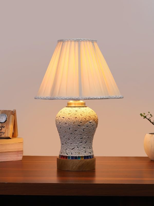 Multicolor Table Lamp | Artistic Mosaic Glass with Sturdy Wood Base | Decorative Ambient Light for Home D�cor | Perfect Blend of Modern & Traditional Style - Model DG250