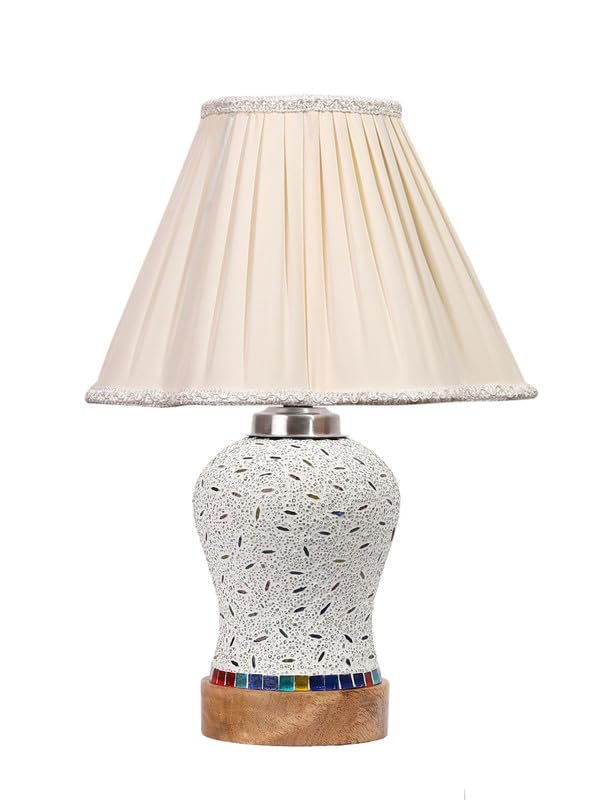 Multicolor Table Lamp | Artistic Mosaic Glass with Sturdy Wood Base | Decorative Ambient Light for Home D�cor | Perfect Blend of Modern & Traditional Style - Model DG250