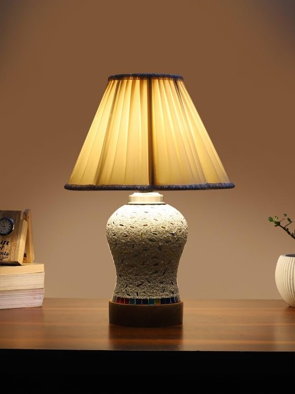 Multicolor Table Lamp | Artistic Mosaic Glass with Sturdy Wood Base | Decorative Ambient Light for Home D�cor | Perfect Blend of Modern & Traditional Style - Model DG250
