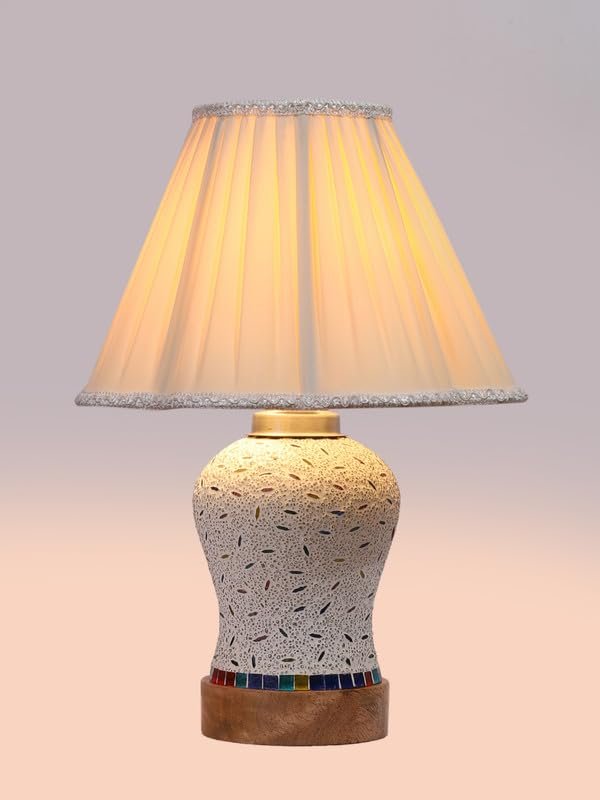 Multicolor Table Lamp | Artistic Mosaic Glass with Sturdy Wood Base | Decorative Ambient Light for Home D�cor | Perfect Blend of Modern & Traditional Style - Model DG250
