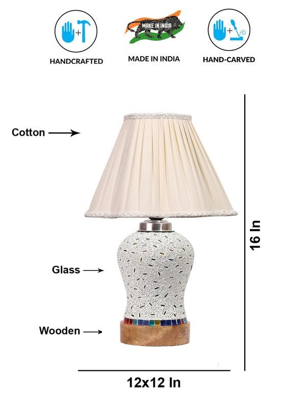 Multicolor Table Lamp | Artistic Mosaic Glass with Sturdy Wood Base | Decorative Ambient Light for Home D�cor | Perfect Blend of Modern & Traditional Style - Model DG250