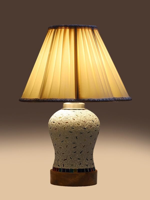 Multicolor Table Lamp | Artistic Mosaic Glass with Sturdy Wood Base | Decorative Ambient Light for Home D�cor | Perfect Blend of Modern & Traditional Style - Model DG250