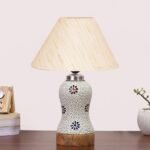Multicolor Table Lamp | Artistic Mosaic Glass with Sturdy Wood Base | Decorative Ambient Light for Home D�cor | Perfect Blend of Modern & Traditional Style – Model DG251