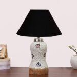 Multicolor Table Lamp | Artistic Mosaic Glass with Sturdy Wood Base | Decorative Ambient Light for Home D�cor | Perfect Blend of Modern & Traditional Style – Model DG252
