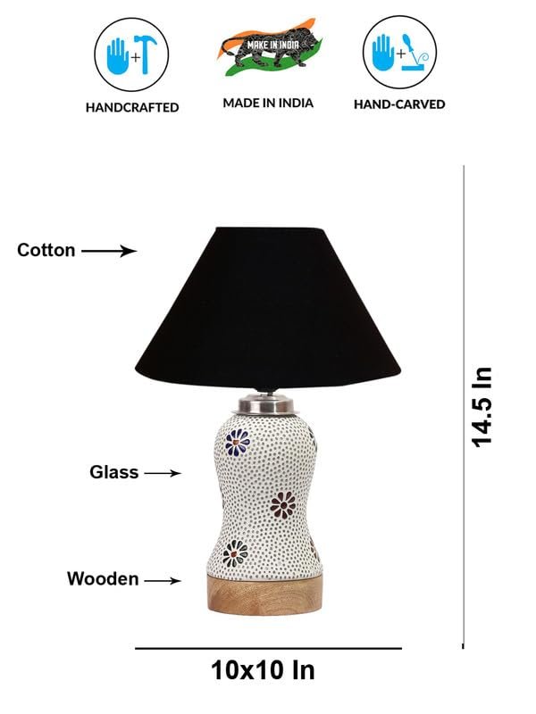 Multicolor Table Lamp | Artistic Mosaic Glass with Sturdy Wood Base | Decorative Ambient Light for Home D�cor | Perfect Blend of Modern & Traditional Style - Model DG252