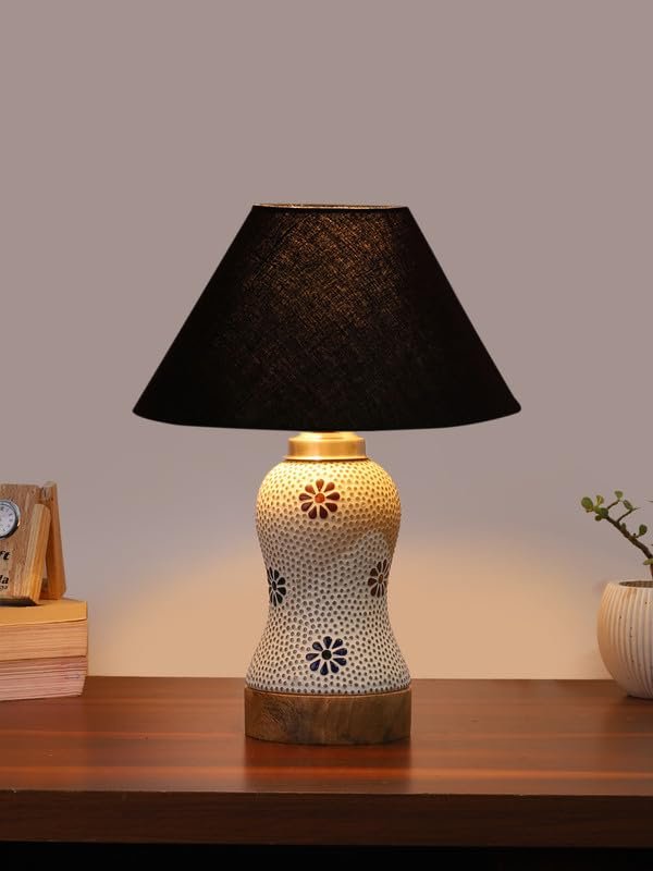 Multicolor Table Lamp | Artistic Mosaic Glass with Sturdy Wood Base | Decorative Ambient Light for Home D�cor | Perfect Blend of Modern & Traditional Style - Model DG252