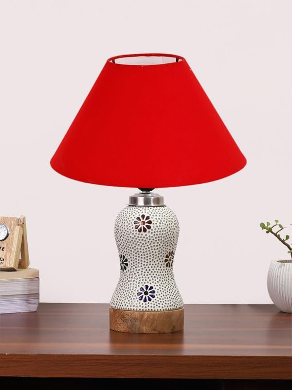 Multicolor Table Lamp | Artistic Mosaic Glass with Sturdy Wood Base | Decorative Ambient Light for Home D�cor | Perfect Blend of Modern & Traditional Style - Model DG253