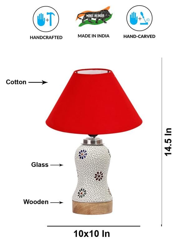 Multicolor Table Lamp | Artistic Mosaic Glass with Sturdy Wood Base | Decorative Ambient Light for Home D�cor | Perfect Blend of Modern & Traditional Style - Model DG253