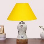 Multicolor Table Lamp | Artistic Mosaic Glass with Sturdy Wood Base | Decorative Ambient Light for Home D�cor | Perfect Blend of Modern & Traditional Style – Model DG255