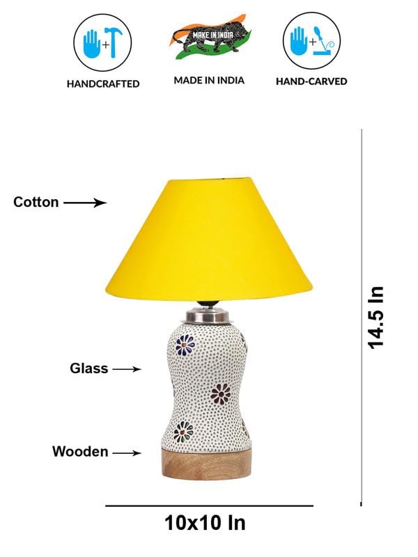 Multicolor Table Lamp | Artistic Mosaic Glass with Sturdy Wood Base | Decorative Ambient Light for Home D�cor | Perfect Blend of Modern & Traditional Style - Model DG255