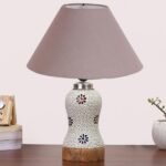 Multicolor Table Lamp | Artistic Mosaic Glass with Sturdy Wood Base | Decorative Ambient Light for Home D�cor | Perfect Blend of Modern & Traditional Style – Model DG256