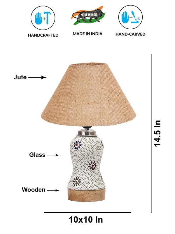 Multicolor Table Lamp | Artistic Mosaic Glass with Sturdy Wood Base | Decorative Ambient Light for Home D�cor | Perfect Blend of Modern & Traditional Style - Model DG258