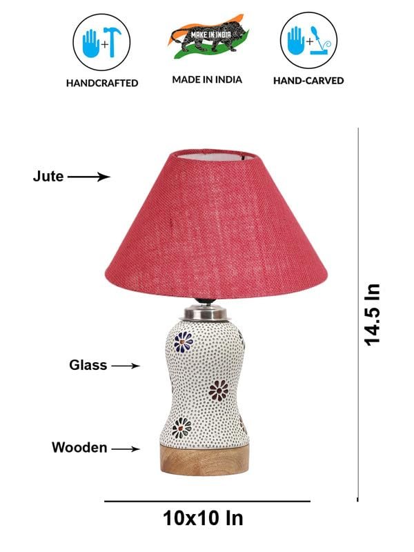 Multicolor Table Lamp | Artistic Mosaic Glass with Sturdy Wood Base | Decorative Ambient Light for Home D�cor | Perfect Blend of Modern & Traditional Style - Model DG259