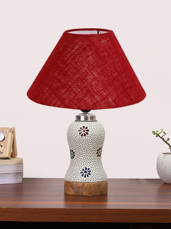 Multicolor Table Lamp | Artistic Mosaic Glass with Sturdy Wood Base | Decorative Ambient Light for Home D�cor | Perfect Blend of Modern & Traditional Style - Model DG260