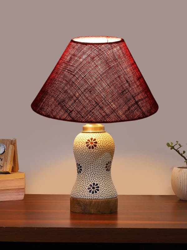 Multicolor Table Lamp | Artistic Mosaic Glass with Sturdy Wood Base | Decorative Ambient Light for Home D�cor | Perfect Blend of Modern & Traditional Style - Model DG260
