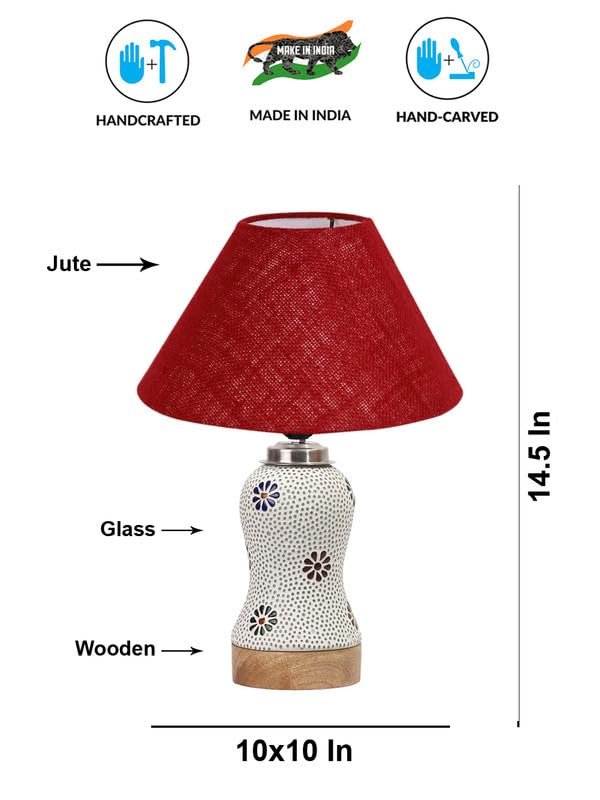 Multicolor Table Lamp | Artistic Mosaic Glass with Sturdy Wood Base | Decorative Ambient Light for Home D�cor | Perfect Blend of Modern & Traditional Style - Model DG260