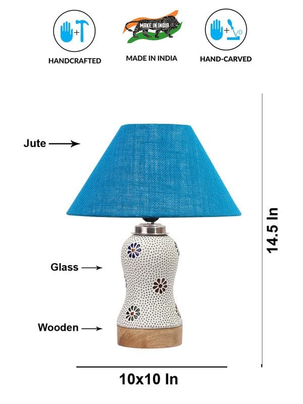 Multicolor Table Lamp | Artistic Mosaic Glass with Sturdy Wood Base | Decorative Ambient Light for Home D�cor | Perfect Blend of Modern & Traditional Style - Model DG261