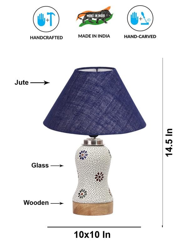 Multicolor Table Lamp | Artistic Mosaic Glass with Sturdy Wood Base | Decorative Ambient Light for Home D�cor | Perfect Blend of Modern & Traditional Style - Model DG262
