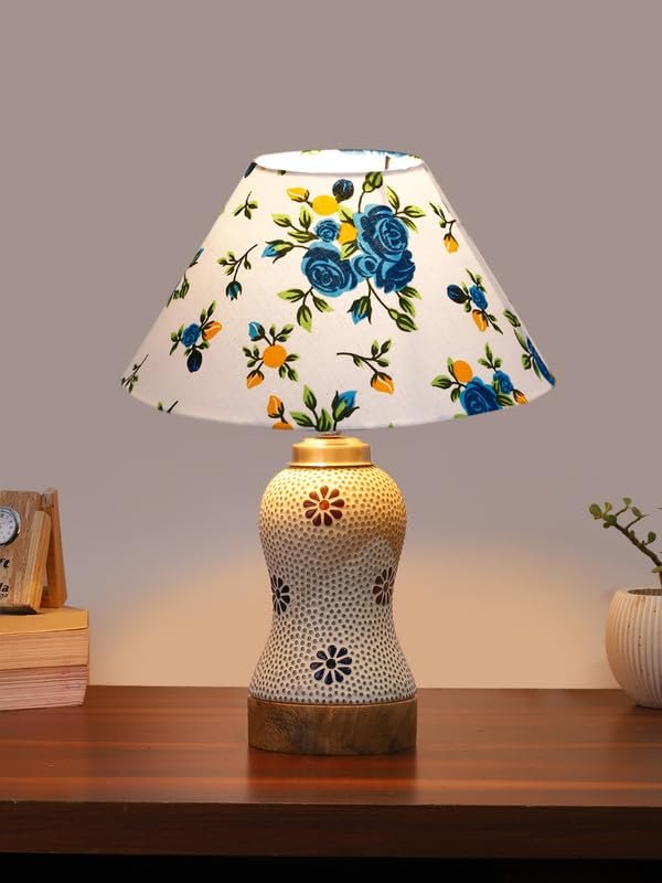 Multicolor Table Lamp | Artistic Mosaic Glass with Sturdy Wood Base | Decorative Ambient Light for Home D�cor | Perfect Blend of Modern & Traditional Style - Model DG263