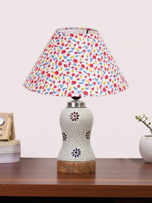 Multicolor Table Lamp | Artistic Mosaic Glass with Sturdy Wood Base | Decorative Ambient Light for Home D�cor | Perfect Blend of Modern & Traditional Style - Model DG265