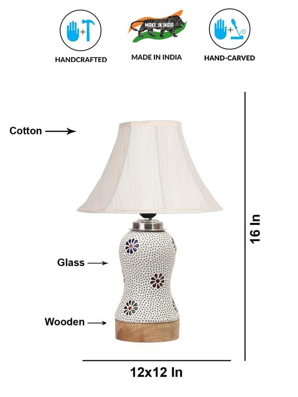 Multicolor Table Lamp | Artistic Mosaic Glass with Sturdy Wood Base | Decorative Ambient Light for Home D�cor | Perfect Blend of Modern & Traditional Style - Model DG266